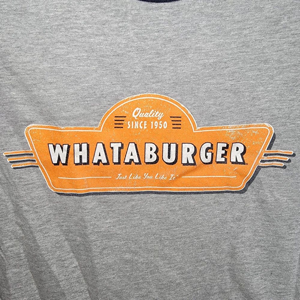 Hanes Beefy Tee Whataburger Logo Graphic Grey Short Sleeve - Size XL